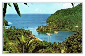 Marigot Bay St Lucia West Indies Pan American Airlines Issue Chrome Postcard Q25