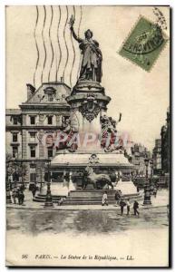 Old Postcard Paris Statue of the Republic