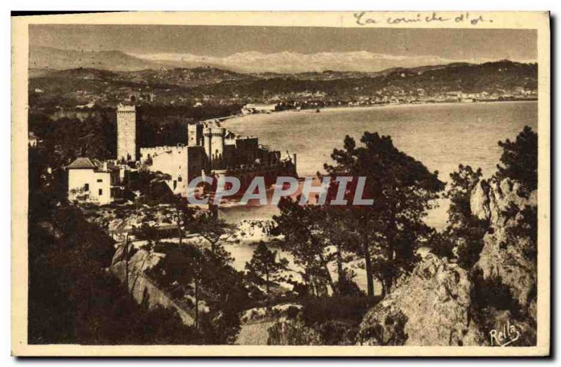 Old Postcard The Golden Corniche The castle of Napoule and the Alpine chain