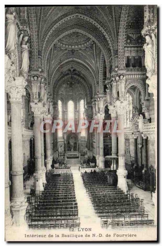 Lyon Old Postcard Interior of the Basilica of Our Lady of fourviere