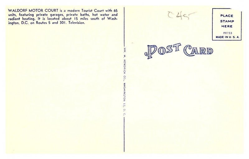 Maryland  Waldorf, Waldorf Motor Inn