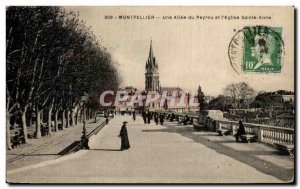 Montpellier Old Postcard An allee Peyrou and & # 39eglise Sainte Anne