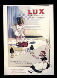 ad4072 - Lux - For Dainty Washing - Girl washing Dolly - Modern Advert postcard