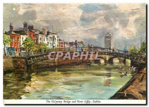 Modern Postcard The Ha'penny Bridge and River Liffey Dublin Ireland