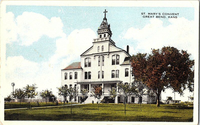 St. Mary's Convent Great Bend Kansas Vintage Postcard Standard View Card