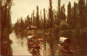 Mexico Xochimilco Canal Scene 1951