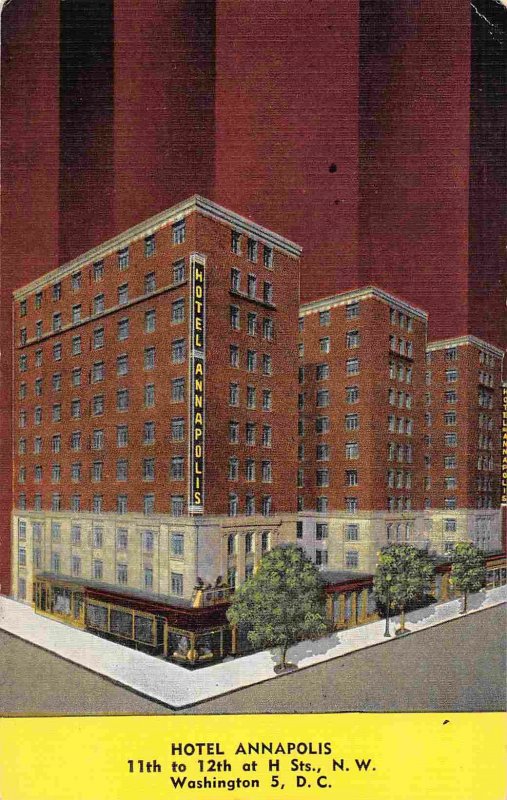 Hotel Annapolis H Street Washington DC linen postcard