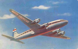 North American Airlines Skymaster Plane in Flight 1954 postcard