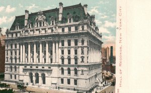 Vintage Postcard 1910's Hall Of Records Department Building New York City NY