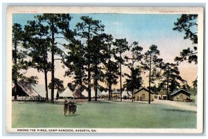 c1940's Among The Pines Army Marching Guns Tent Augusta GA Posted Postcard 