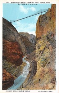 Suspension Bridge Royal Gorge, Colorado USA Unused 
