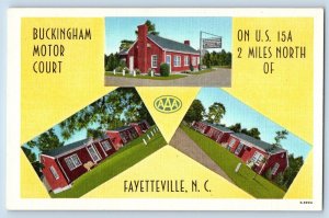 Fayetteville North Carolina NC Postcard Buckingham Court Multiview c1940 Vintage