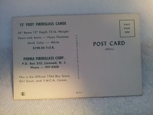 permacraft canoe Fiberglass official 1964 Boy Girl Scout ymca canoe postcard