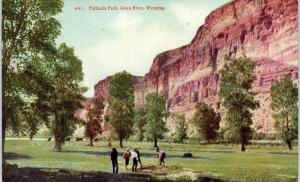 GREEN RIVER, WY Wyoming  PALISADE PARK Kids at PLAY Cliffs  c1910s  Postcard