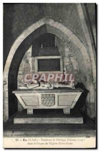 Old Postcard Eu Tomb of Philippe d & # 39Artois in the crypt of Our Lady & # ...