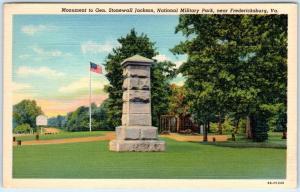 FREDERICKSBURG, VA   National Military Park  STONEWALL JACKSON Monument Postcard