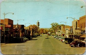 Vtg 1950s Business Section Main Street Cars Signs Worland Wyoming WY Postcard