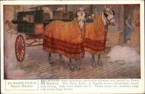 5A Horse Blankets Ad Advertising Paris Fawn Square Blanket c1910 Postcard