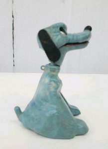 Vintage Blue Marble Plastic Toy Dog Bobble Nodder Head & Mouth Move JVZ Company