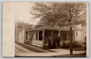 RPPC Two Sweet Old Ladies with Old Man Lovely Cape Cod House Postcard D23