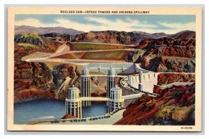 Intake Towers Boulder Hoover Dam Boulder City Nevada NV UNP Linen Postard V4