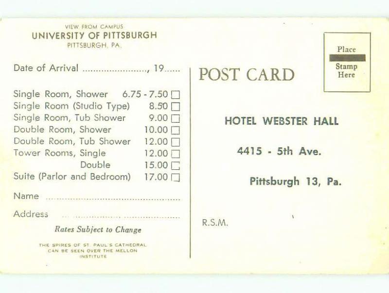 Pre-1980 MELLON INSTITUTE & CHURCH & HOTEL Pittsburgh Pennsylvania PA HQ5746