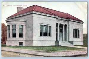 Torrington Connecticut Postcard Library Exterior Building c1910 Vintage Antique