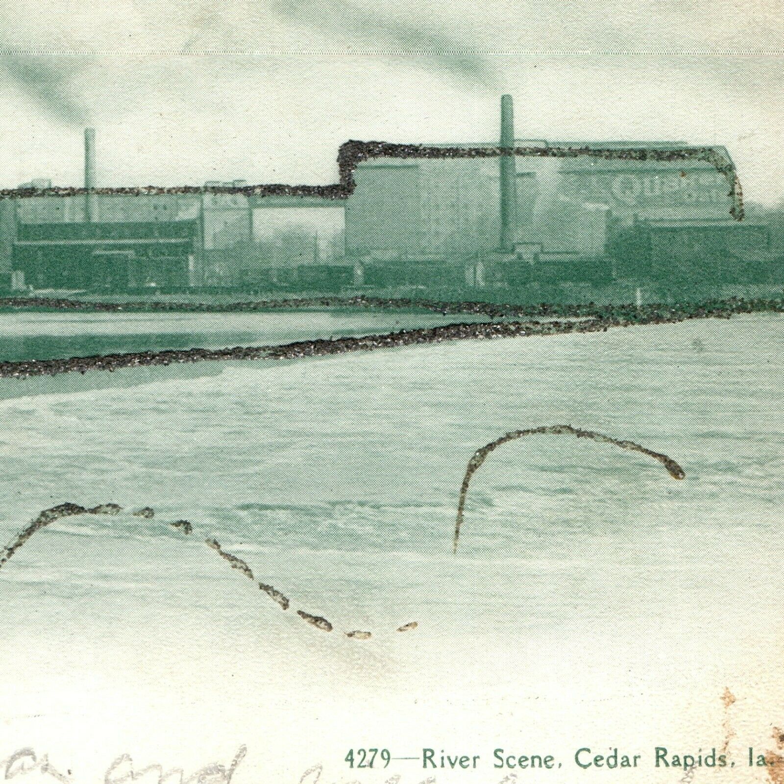 1900s Cedar Rapids, IA River Quaker Oats Factory Photo Souvenir