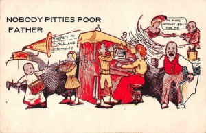 Greetings Comic Nobody Pitties Poor Father Vintage Postcard JF235085