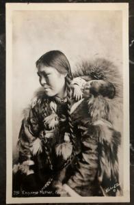 Mint USA RPPC Real Picture Postcard Eskimo Mother With Baby Alaska