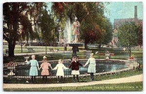 Firemen's Fountain Thrall Childrens Park & Play Middletown New York NY Postcard