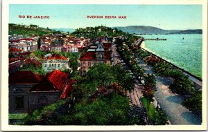 Brazil Rio de Janeiro Avenida Beira Mar Vintage Postcard C006