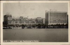 Cairo Egypt Semiramis & Shepheard's Hotel Real Photo Postcard