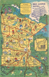 Postcard Minnesota Minneapolis Oak Grove Hotel advertising Langwith 23-9077