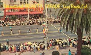 International Beauty Pageant Parade Long Beach California 1950s Postcard 361