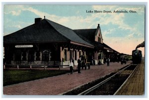 c1930's Lake Shore Depot Train Railroad Station Ashtabula OH Vintage Postcard