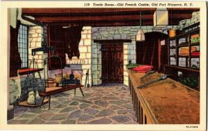 Trade Room, Old French Castle, Old Fort Niagara NY Vintage Linen Postcard Q13