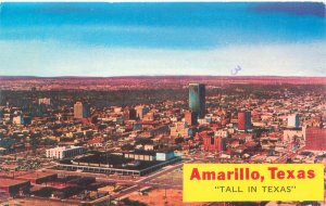 Amarillo TX Tall in Texas Aerial View of Downtown 1972 Chrome Postcard Used