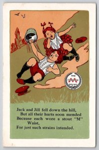 Nursery Rhyme Jack And Jill Advertising Minneapolis Knitting Works Postcard X30