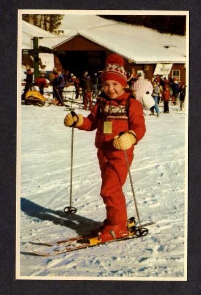 NH Alpine Ridge Ski Area Gilford New Hampshire Postcard Skiing Child PC