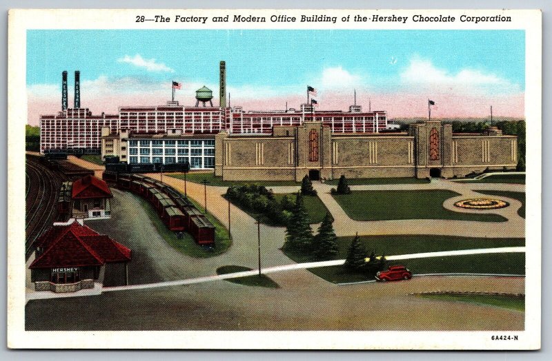 Vintage Postcard Factory Modern Office Building of Hershey Chocolate