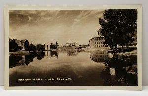 RENO Nevada MANZANITA LAKE University of Nevada Real Photo RPPC Postcard E12