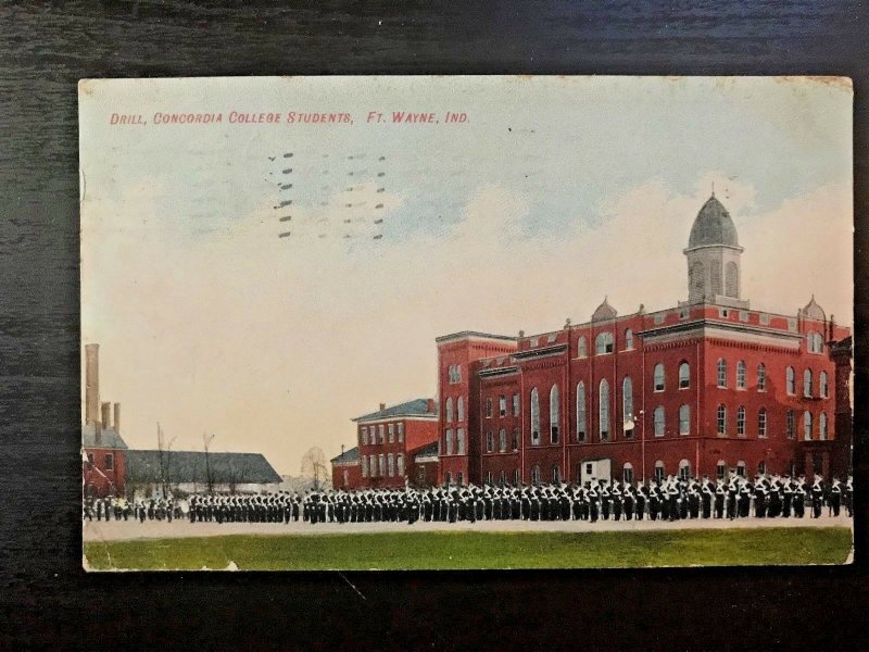 Vintage Postcard 1908 Concordia College Student Drill Fort Wayne Indiana (IN)
