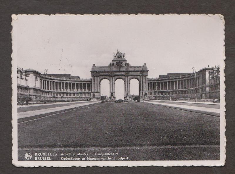 Memorial Arch & Jubelpark Museum , Brussels, Belgium - Real Photo - Used 1937