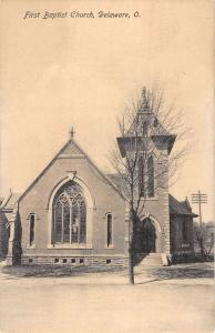 Delaware Ohio First Baptist Church Street View Antique Postcard K21123