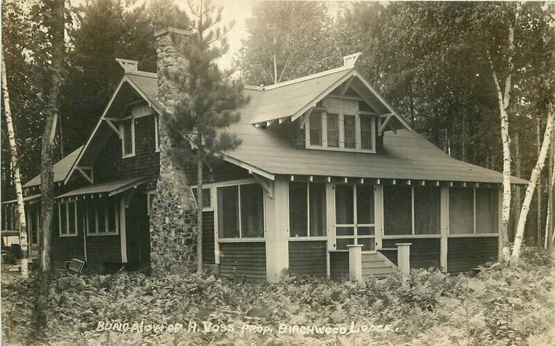 Birchwood Lodge Bungalow 1920s Manitowish Waters Wisconsin RPPC Postcard 20-3082