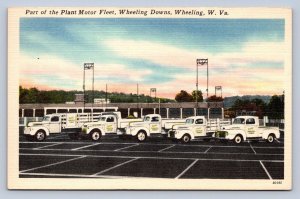 J89/ Wheeling Downs West Virginia Postcard Linen Plant Motor Trucks 291