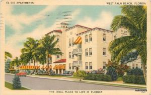 1946 WEST PALM BEACH FLORIDA El Cid Apartments Cook postcard 1864