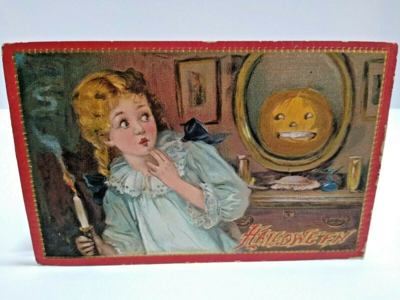 Vintage Halloween Postcard Tucks Embossed 1910 Original Child Spooked Series 174