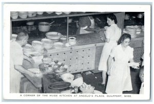 c1940 Corner Huge Kitchen Angelo's Place Gulfport Mississippi Vintage Postcard